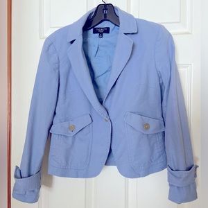 Talbots Tweed Light Blue Casual Blazer Jacket